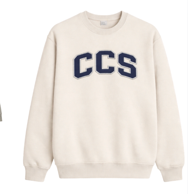 Applique Embroidered Ivory Crewneck Sweatshirt